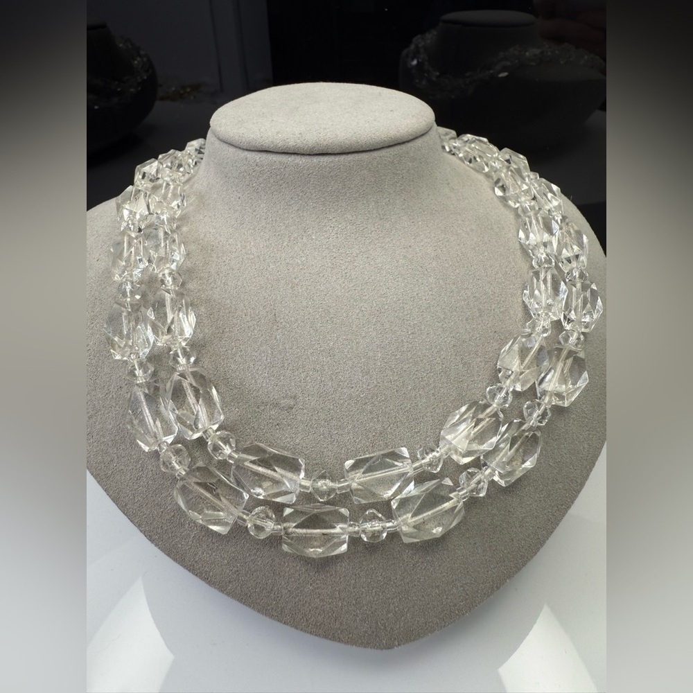 1930s clear crystal glass necklace